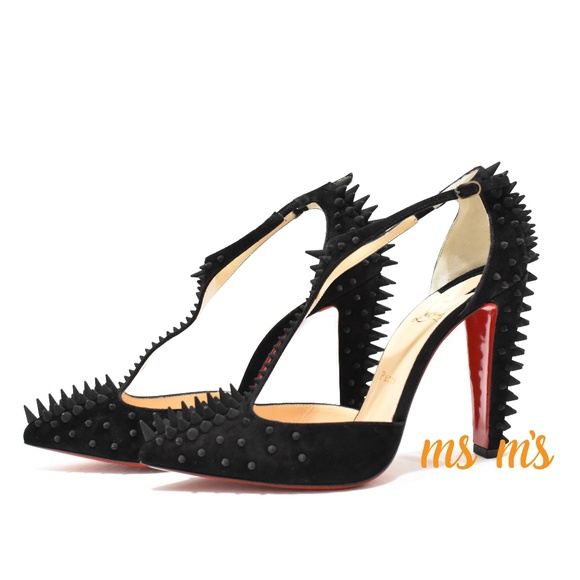 NIB Christian Louboutin Suede Spike Stud Heels - Picture 6 of 8